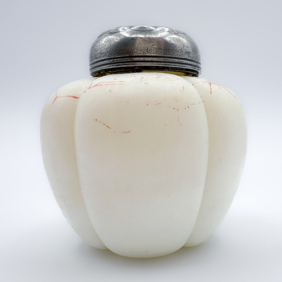 Antique Mount Washington Hand Painted Art Glass Melon Shaped Shaker c 1890 - Picture 10 of 12